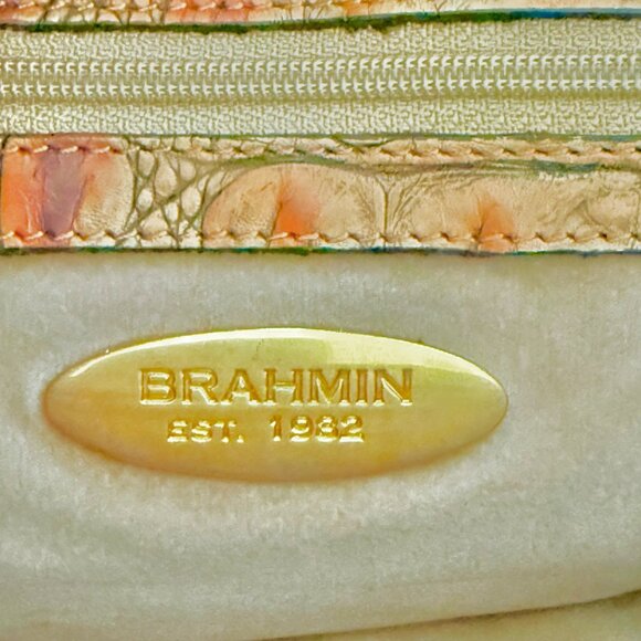 Brahmin Women's Daria Toasted Almond Croc-Embossed Leather Shoulder Bag 12x5x3 - Picture 6 of 12